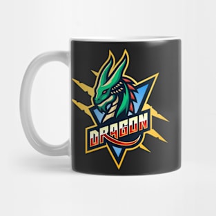 Vector Graphic Green Dragons Head Sports Badge Design Mug